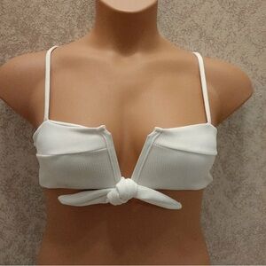 Zaful Elegant White Deep V Cut Bikini Top